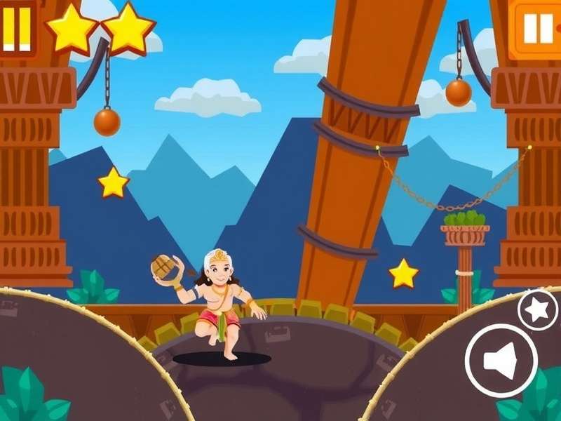 Mighty Hanuman jumping through obstacles Mighty Hanuman Adventure gameplay screenshot